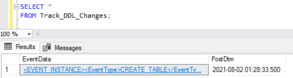 CREATE_TABLE event was captured successfully