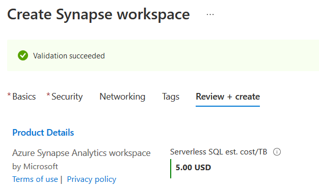 Synapse Workspace is created