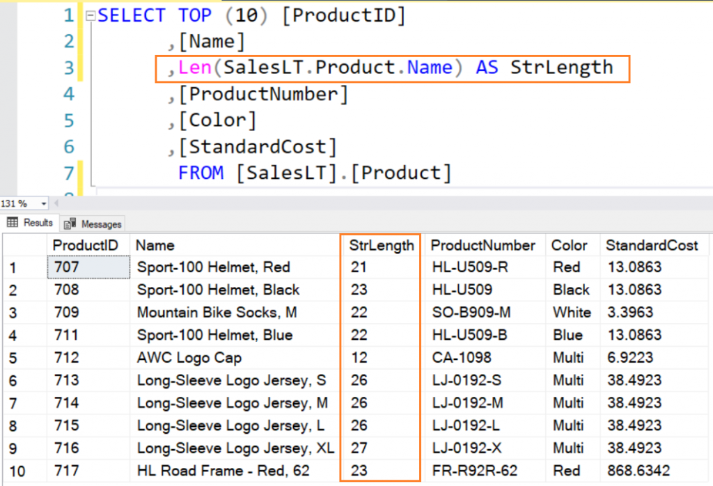 Exploring SQL Server LEN Function coding Sight